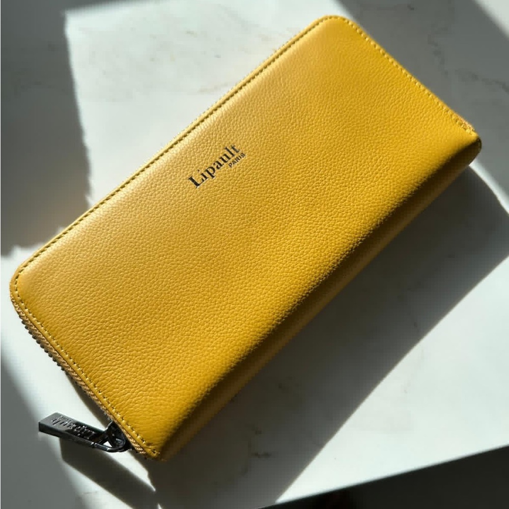 Lipault Paris Yellow Leather Wallet